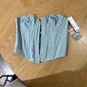 Urban Outfitters Light Blue Corset Top with Tie Back Detail